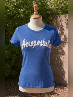 Aeropostale Blue Graphic Logo Tee Size Large Short Sleeve T Shirt